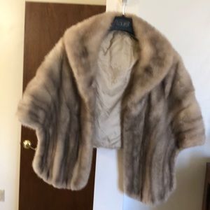 Real mink fur stole - taupe-grey in color